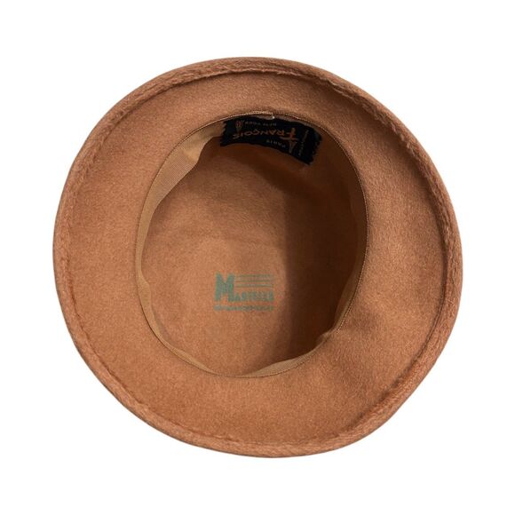 Vintage Martelle Fur Felt Cloche Hat 1950s Paris Francois NY Made in USA Camel - Picture 6 of 7